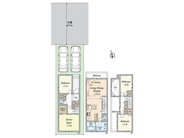 南区桜台2丁目 3号棟 間取図(平面図) 南区桜台2丁目 3号棟 間取図(平面図)