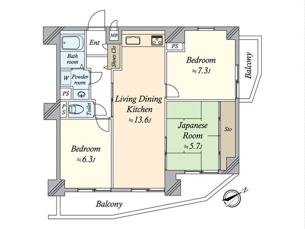 ライオンズマンション川原通 間取図(平面図) ライオンズマンション川原通 間取図(平面図)