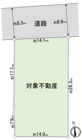 間口約14.1ｍの整形地です