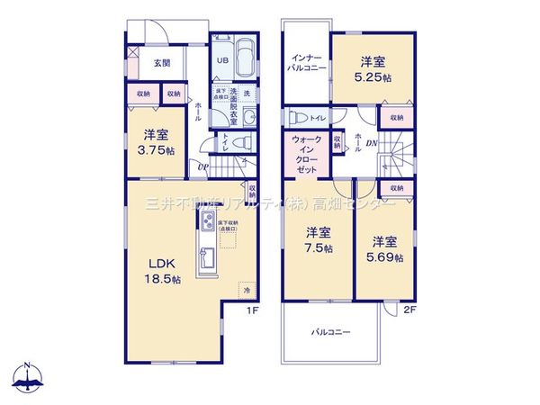 中川区戸田2丁目【3号棟】 間取図(平面図) 中川区戸田2丁目【3号棟】 間取図(平面図)