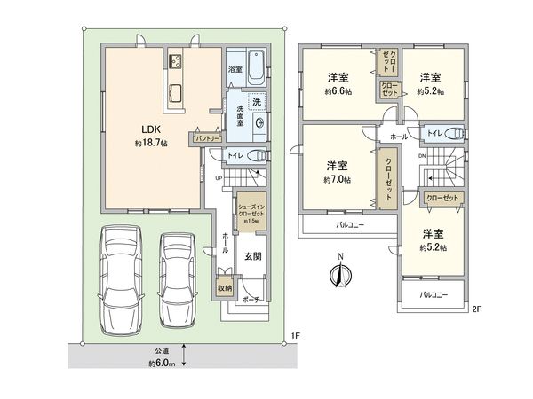 海部郡蟹江町桜3丁目【2号棟】 間取図(平面図) 海部郡蟹江町桜3丁目【2号棟】 間取図(平面図)