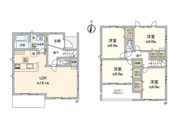 中川区打出2丁目 1号棟 間取図(平面図) 間取図(平面図)