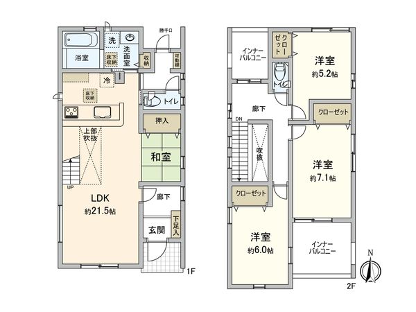 中川区打出2丁目 新築戸建 1号棟 間取図(平面図) 間取図(平面図)