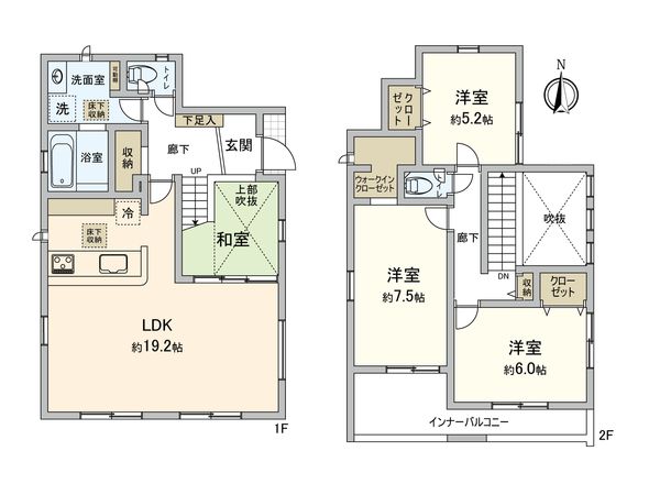 中川区打出2丁目 2号棟 間取図(平面図) 間取図(平面図)