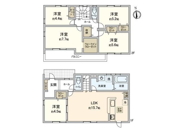 弥富市荷之上町六十人 新築戸建 間取図(平面図)