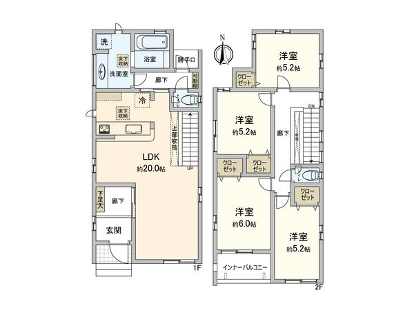 中川区水里5丁目 1号棟 間取図(平面図) 間取図(平面図)