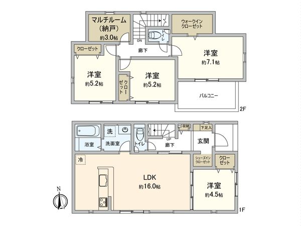 中川区大当郎1丁目 1号棟 間取図(平面図) 中川区大当郎1丁目 1号棟 間取図(平面図)