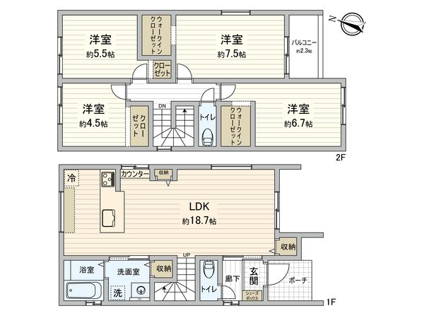中川区九重町【1号棟】 間取図(平面図) 間取図(平面図)
