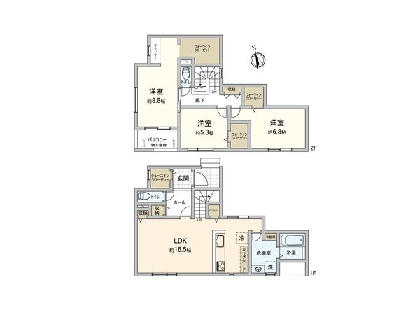 中川区蔦元町1丁目【3号棟】 間取図(平面図) 中川区蔦元町1丁目【3号棟】 間取図(平面図)