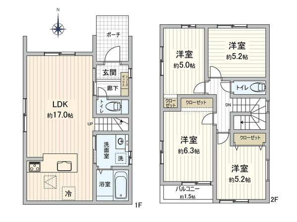 中川区打中2丁目 新築戸建 間取図(平面図) 中川区打中2丁目 新築戸建 間取図(平面図)