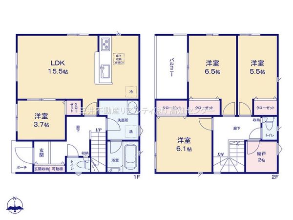 中川区吉津2丁目【2号棟】 間取図(平面図) 中川区吉津2丁目【2号棟】 間取図(平面図)