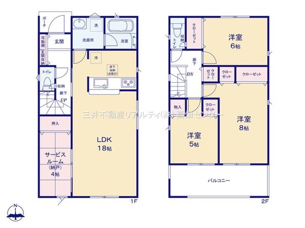 中川区吉津2丁目【3号棟】 間取図(平面図) 中川区吉津2丁目【3号棟】 間取図(平面図)