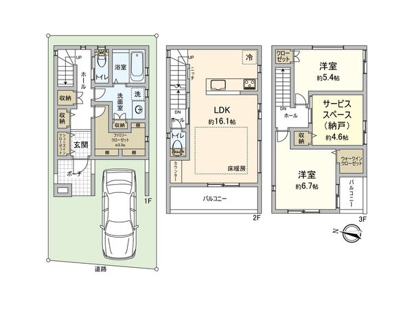 中川区高畑4丁目【新築戸建2号地】 間取図(平面図) 中川区高畑4丁目【新築戸建2号地】 間取図(平面図)
