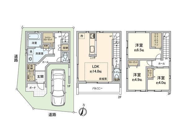 中川区高畑4丁目【新築戸建3号地】 間取図(平面図) 中川区高畑4丁目【新築戸建3号地】 間取図(平面図)