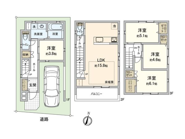 中川区高畑4丁目【新築戸建4号地】 間取図(平面図)