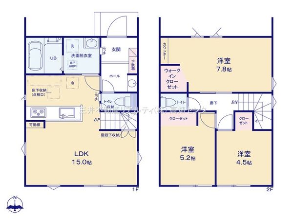 中川区下之一色町字松蔭5丁目【3号棟】 間取図(平面図) 中川区下之一色町字松蔭5丁目【3号棟】 間取図(平面図)
