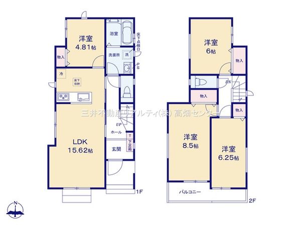 中川区服部4丁目【A号棟】 間取図(平面図) 中川区服部4丁目【A号棟】 間取図(平面図)