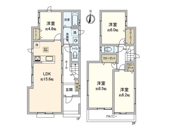 中川区服部4丁目【A号棟】 間取図(平面図) 中川区服部4丁目【A号棟】 間取図(平面図)