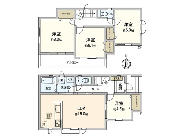 中川区服部4丁目【B号棟】 間取図(平面図) 中川区服部4丁目【B号棟】 間取図(平面図)