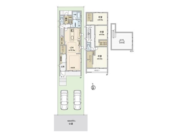 中村区八社2丁目【B棟】 間取図(平面図)