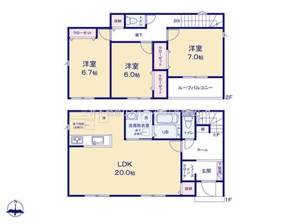 港区小碓3丁目【2号棟】 間取図(平面図)