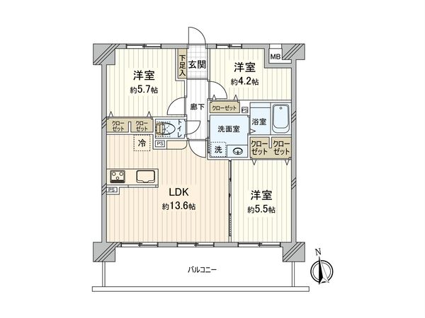 宝マンション東海通 間取図(平面図)