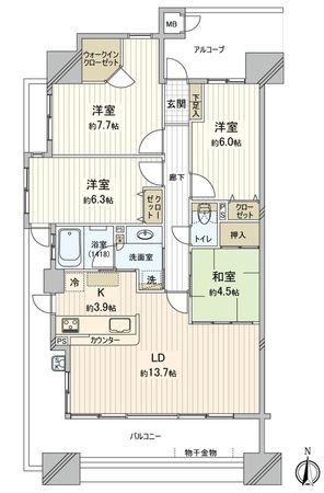 ロフティ宝神ファインステージ 間取図(平面図) ロフティ宝神ファインステージ 間取図(平面図)