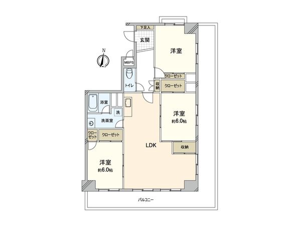 ニューコーポ第1港陽 間取図(平面図) ニューコーポ第1港陽 間取図(平面図)