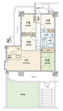 ライオンズガーデン稲永 間取図(平面図)