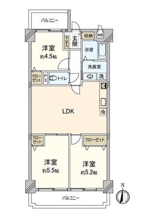 シャルマンコーポ木場町 1号棟 間取図(平面図) シャルマンコーポ木場町 1号棟 間取図(平面図)
