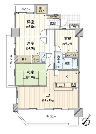 宝マンション善南公園 間取図(平面図)