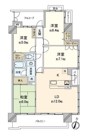 宝マンション稲永 間取図(平面図) 間取図(平面図)