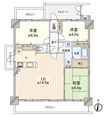 宝マンション川間町 間取図(平面図)