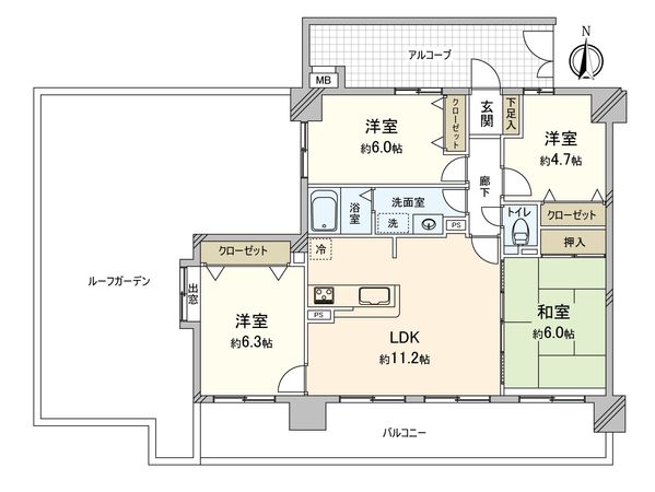 宝マンション川間町 間取図(平面図) 間取図(平面図)