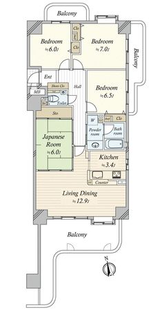 ユーハウス第2徳川 間取図(平面図) ユーハウス第2徳川 間取図(平面図)