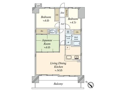宝マンション鳴子 間取図(平面図)