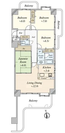 ユーハウス第2徳川 間取図(平面図) ユーハウス第2徳川 間取図(平面図)