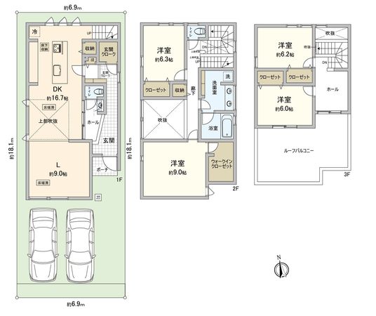 千種区日岡町 新築戸建 間取図(平面図) 千種区日岡町 新築戸建 間取図(平面図)