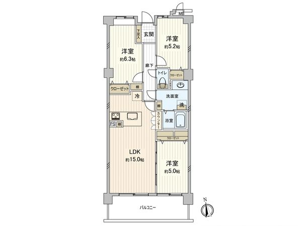 御影パークハイツ 三番館 間取図(平面図)