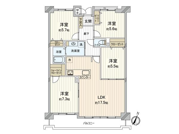 ユーステージ香流 弐番館 間取図(平面図)