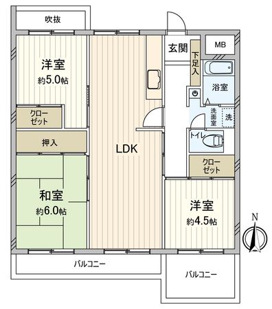 鹿子コーポ 間取図(平面図) 鹿子コーポ 間取図(平面図)