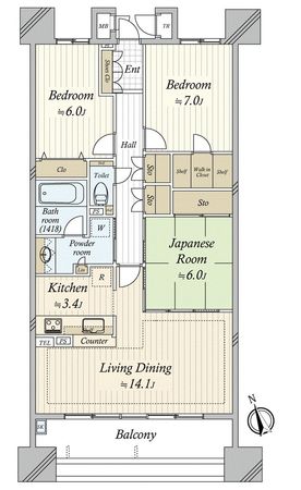 リビオ野並サザンブライト 間取図(平面図)