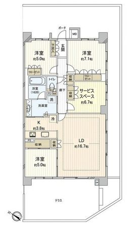 プレシアスコート東山元町テラス 間取図(平面図) プレシアスコート東山元町テラス 間取図(平面図)