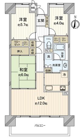千代田橋ガーデンB棟 間取図(平面図) 千代田橋ガーデンB棟 間取図(平面図)