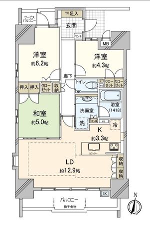 サンクレーア東山 間取図(平面図) サンクレーア東山 間取図(平面図)