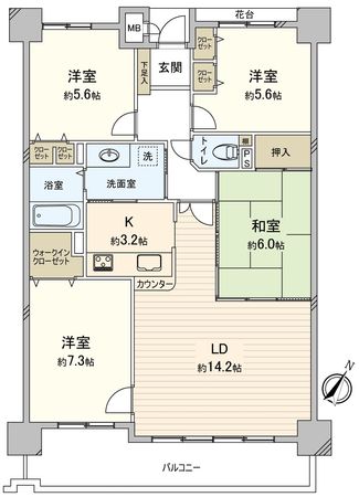 ユーステージ香流 壱番館 間取図(平面図)