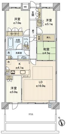 プレシアスコート東山元町テラスA 間取図(平面図) プレシアスコート東山元町テラスA 間取図(平面図)