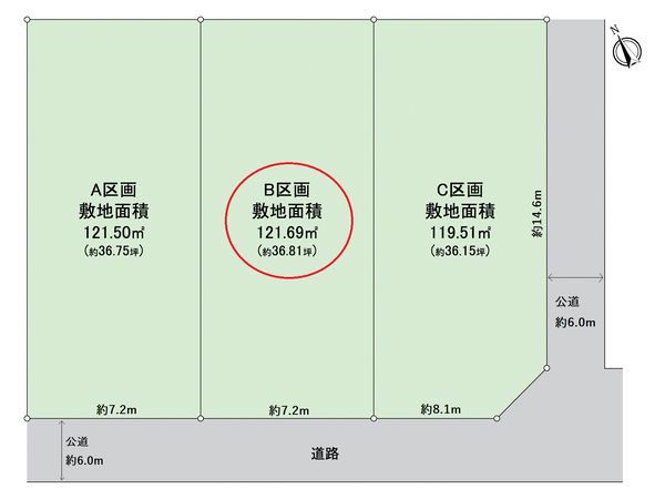 東海市中ノ池1丁目 B区画 区画図