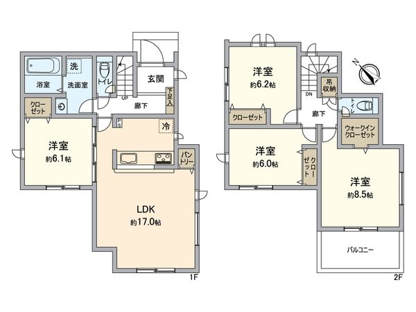 東海市名和町南三宅山 新築戸建 間取図(平面図) 東海市名和町南三宅山 新築戸建 間取図(平面図)