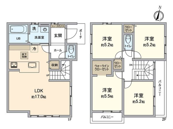 大府市横根町名高 新築戸建 間取図(平面図) 大府市横根町名高 新築戸建 間取図(平面図)